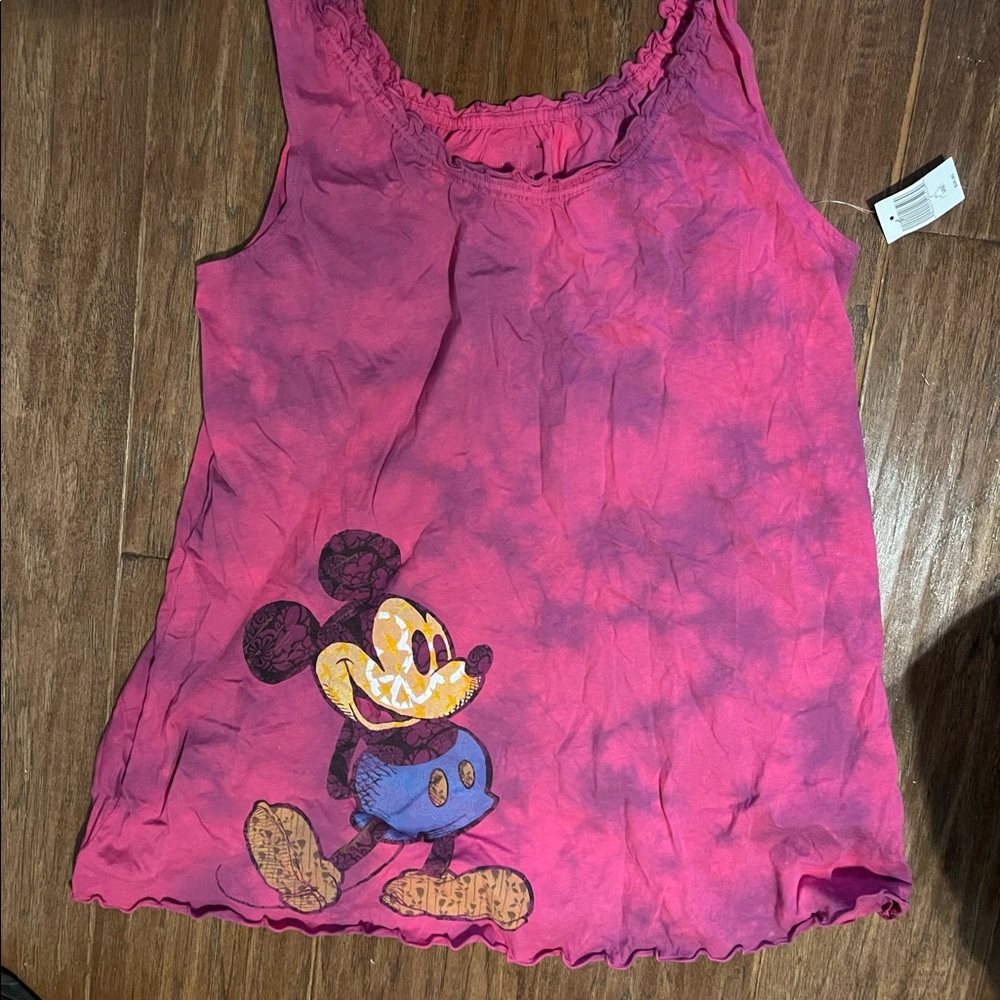 Disneyland pink/purple tie dye Mickey tank top size large NWT